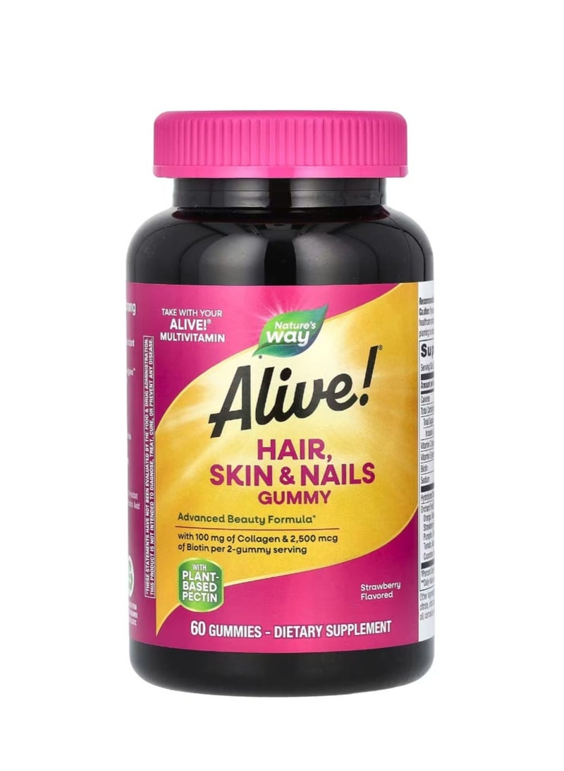 Nature's Way Alive Hair Skin & Nails Gummies Strawberry 60 Gummies - Image 1