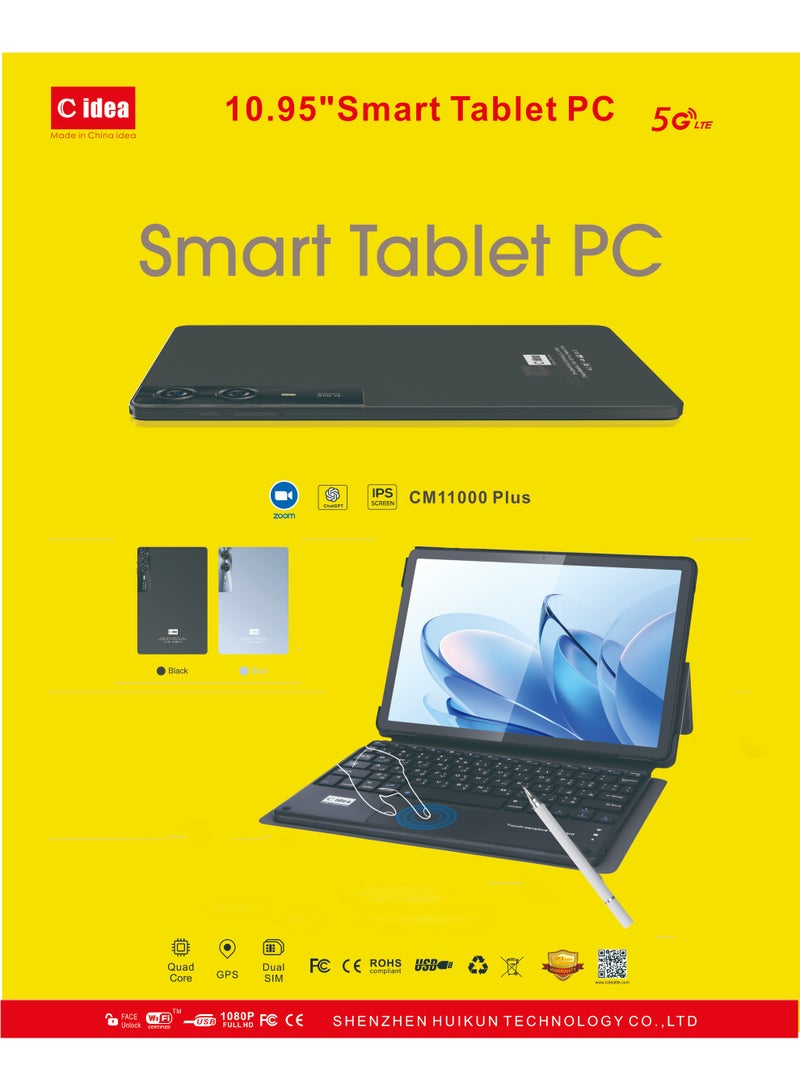 C idea 10.95-Inch Display Android 15 Tablet PC with Wireless Touchpad Keyboard 8GB RAM 1TB Storage 5G Dual SIM Display WiFi GPS Bluetooth Kids & Family Tablet CM11000 Plus Blue - Image 4