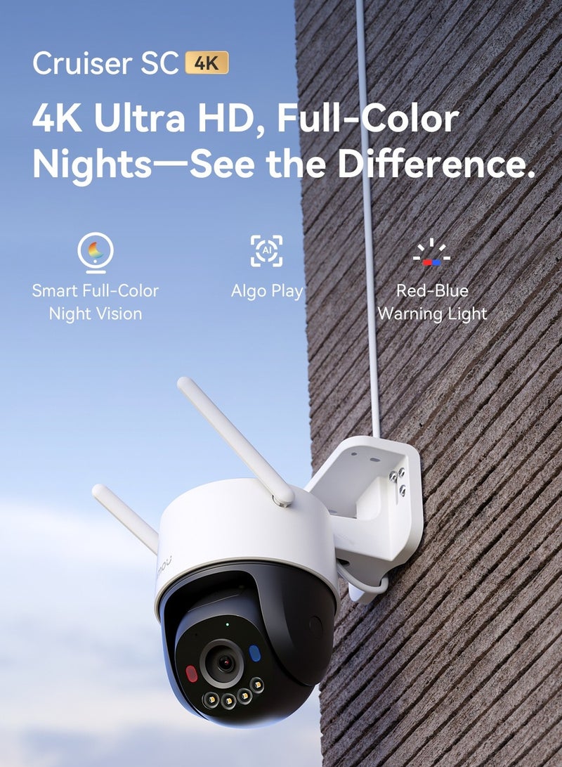 IMOU Cruiser SC 8MP 4K UHD Outdoor WiFi Camera, 8MP CMOS, 3.6mm Lens, Night Vision 30m, Full-Color LED, Two-Way Audio, Siren, MicroSD up to 512GB, IP66 Weatherproof, WiFi 6 | IPC-K7FP-8V0N - Image 2