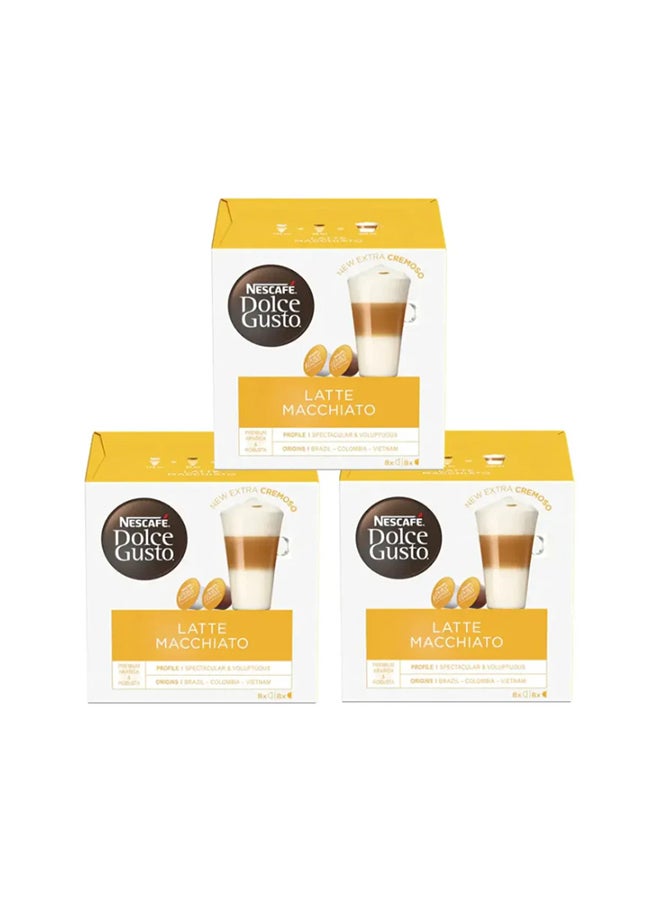 Nescafe Dolce Gusto Latte Macchiato Coffee Capsules - 16 Pods 925ggrams Pack of 3