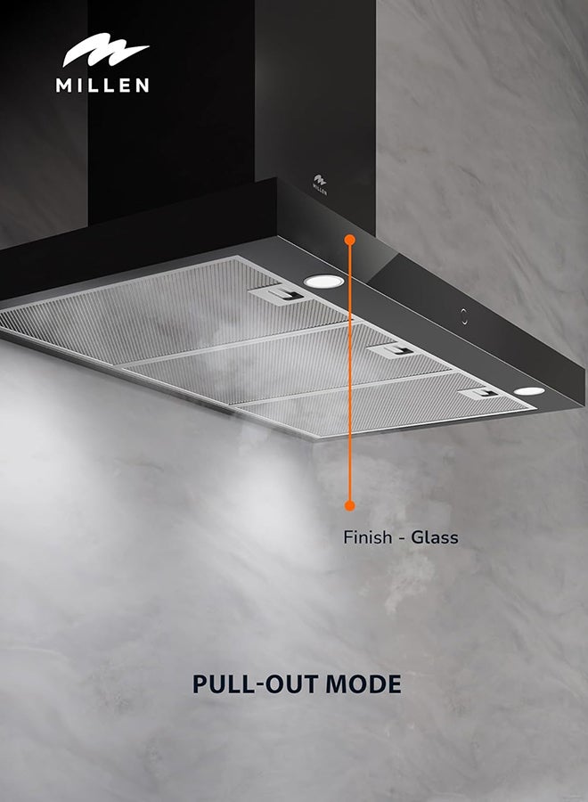 ميلين شفاط ميلين 90 سم زجاج أسود / هيكل مطلي 1000م³/ساعة - MKH 901 BB، ضمان 3 سنوات - Image 5