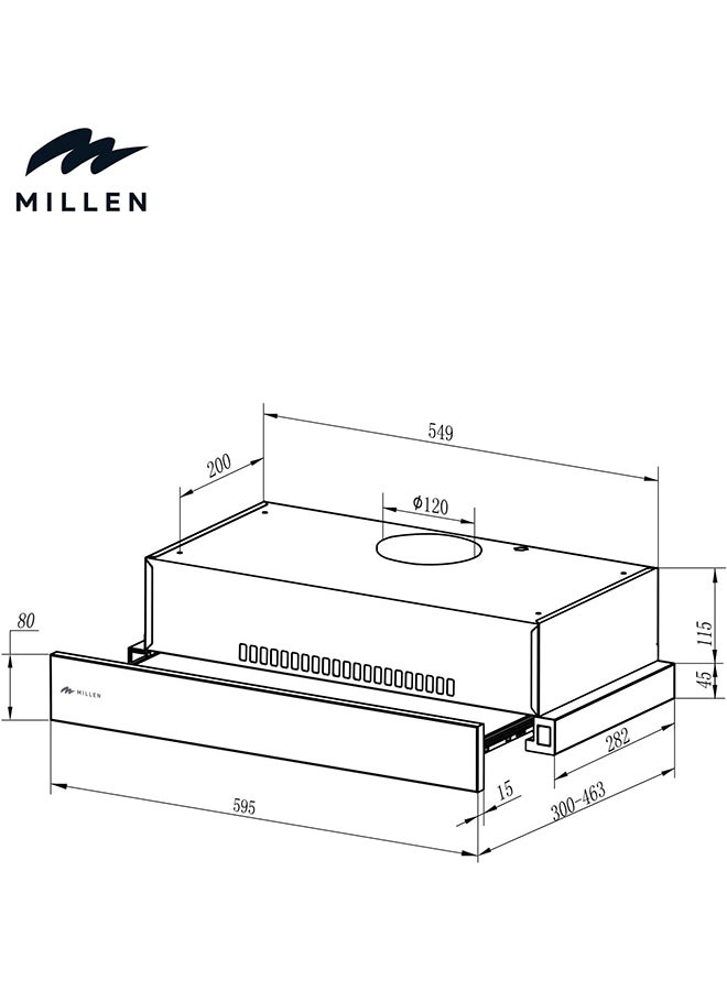 ميلين مروحة شفط مدمجة ميلين 60 سم 400 م³/ساعة – MBRHS 601 IX، ضمان 3 سنوات - Image 2