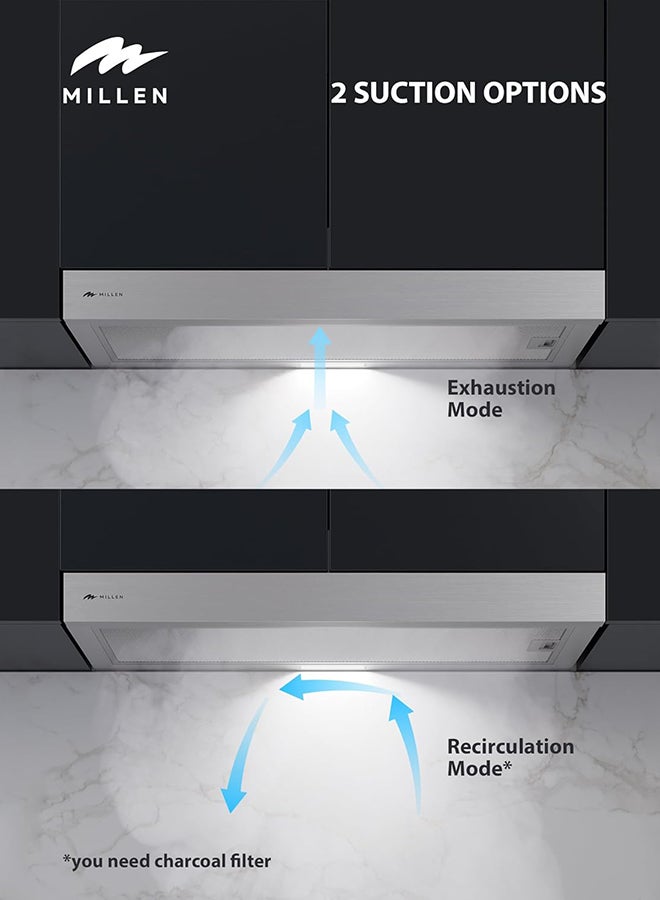 MILLEN 90 cm Slide-Out Range Hood 400 m3/h – MBRHS 901 IX, 3 Years Warranty MBRHS 901 IX Stainless Steel - Image 5
