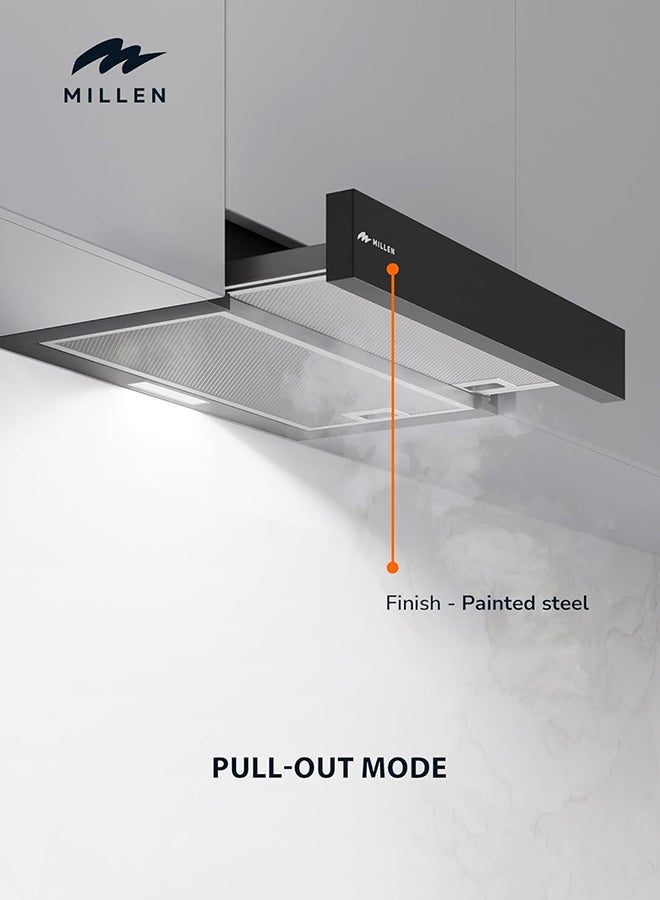 ميلين مروحة شفط ميلين 60 سم سوداء قابلة للسحب 400 م3/ساعة – MBRHS 601 BL، ضمان 3 سنوات - Image 5