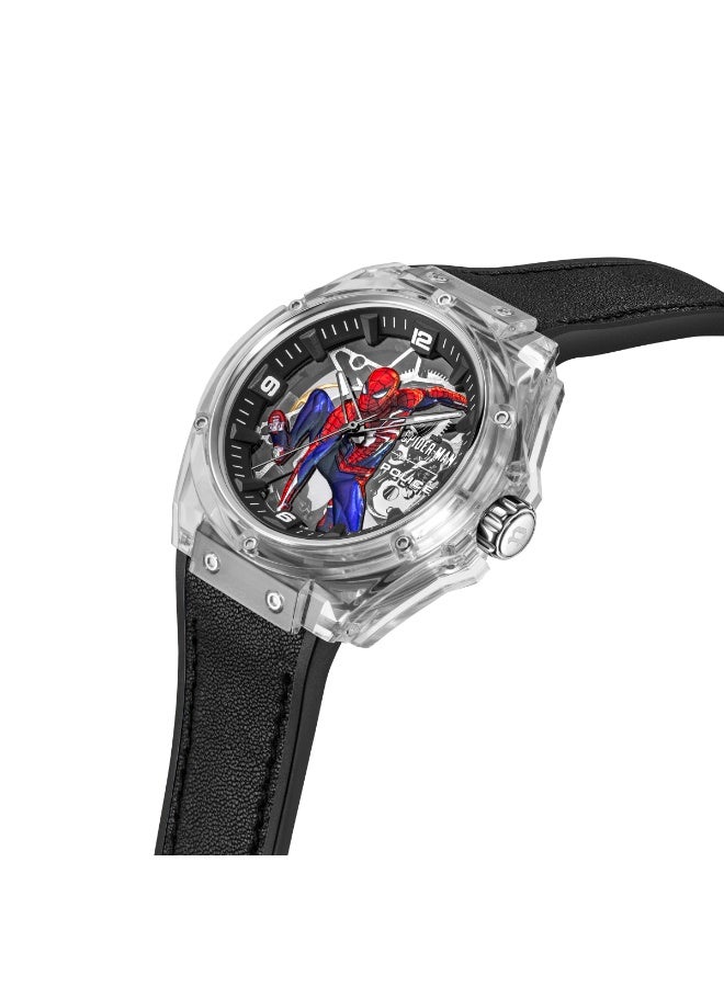 POLICE Men's Spider-Sense Edition Transparent Dial Black Silicone Strap Automatic Watch for Men 44mm - Image 2