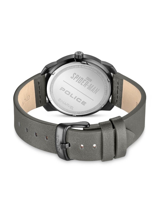 POLICE Men's Superhero Edition Black Dial Grey Leather Analog Watch for Men 44mm - Image 4