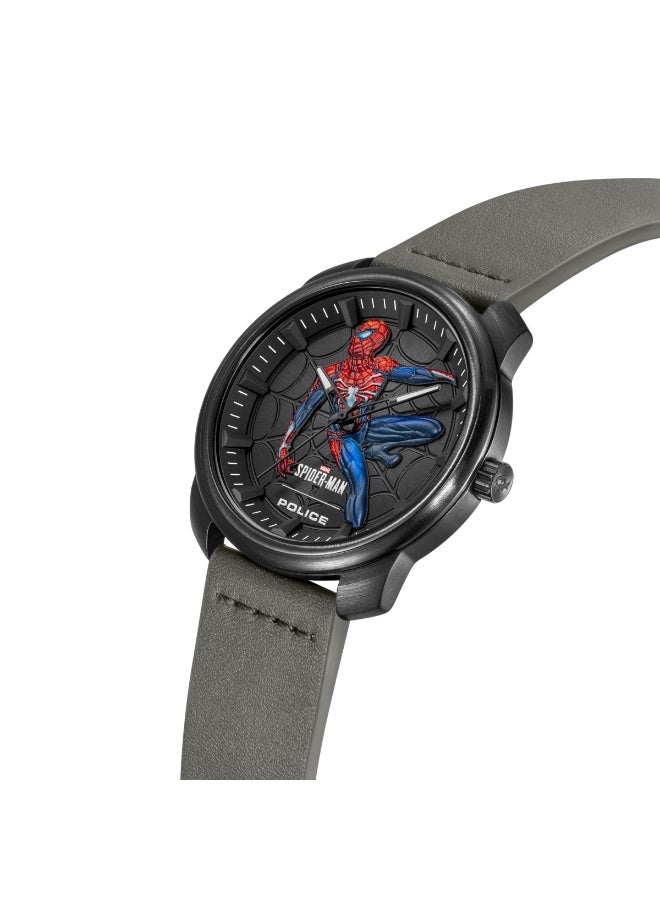 POLICE Men's Superhero Edition Black Dial Grey Leather Analog Watch for Men 44mm - Image 2
