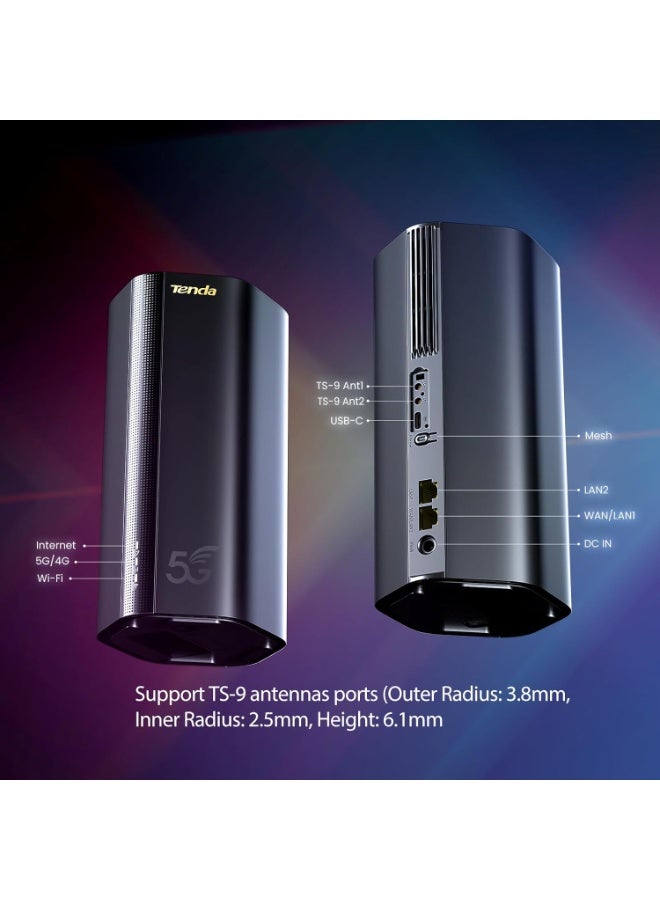 تيندا جهاز توجيه 5G03 5G NR LTE، جهاز توجيه AX1800 WiFi 6 مع منفذ Gigabit LAN/WAN، اتصال 4G/5G أو سلكي، جهاز توجيه محمول مع بطاقة SIM، قابس المملكة المتحدة سهل الاستخدام - Image 5