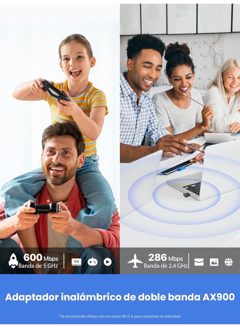 تيندا U11 AX900 واي فاي 6 دونجل واي فاي – محول USB لاسلكي مزدوج النطاق للكمبيوتر/سطح المكتب/اللاب توب – حجم صغير – توصيل وتشغيل – USB2.0 - WPA2 - وضع AP الناعم - يدعم Windows 7/10/11/Linux 3.10+/UOS - Image 5