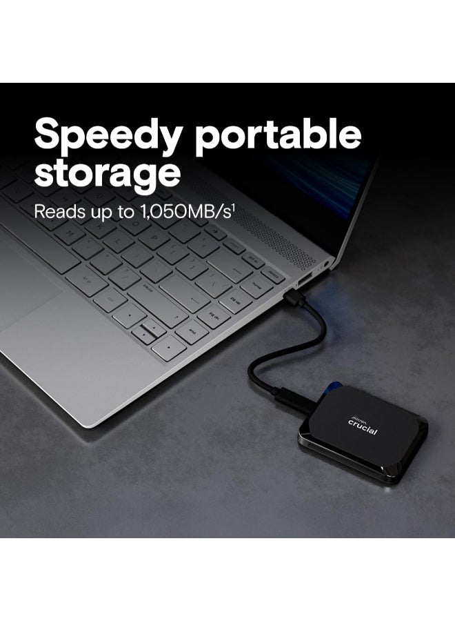 crucial X9 4TB Portable External SSD, USB-C 3.2 Gen 2, Up to 1050MB/s Read Speed, Shock & Drop Resistant, Plug & Play for Windows, Mac, Android, Gaming Consoles | CT4000X9SSD9 4 TB - Image 2