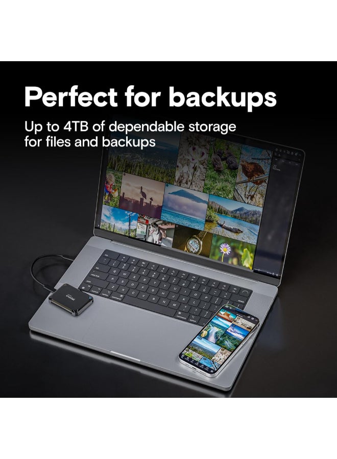 crucial X9 4TB Portable External SSD, USB-C 3.2 Gen 2, Up to 1050MB/s Read Speed, Shock & Drop Resistant, Plug & Play for Windows, Mac, Android, Gaming Consoles | CT4000X9SSD9 4 TB - Image 5