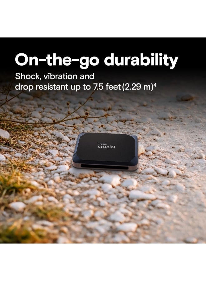 crucial X9 4TB Portable External SSD, USB-C 3.2 Gen 2, Up to 1050MB/s Read Speed, Shock & Drop Resistant, Plug & Play for Windows, Mac, Android, Gaming Consoles | CT4000X9SSD9 4 TB - Image 3