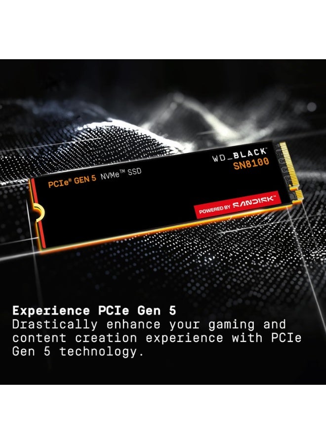WD BLACK SN8100 2TB PCIe Gen 5 x4 NVMe 2.0 M.2 2280 Internal SSD, Up to 14,000 MB/s Read & 11,000 MB/s Write, 2.3M IOPS, 1200 TBW, Without Heatsink, WD Dashboard Support, Ultra-High-Speed Gaming & Content Creation Drive | WDS200T1X0M-00CMT0 2 TB - Image 4