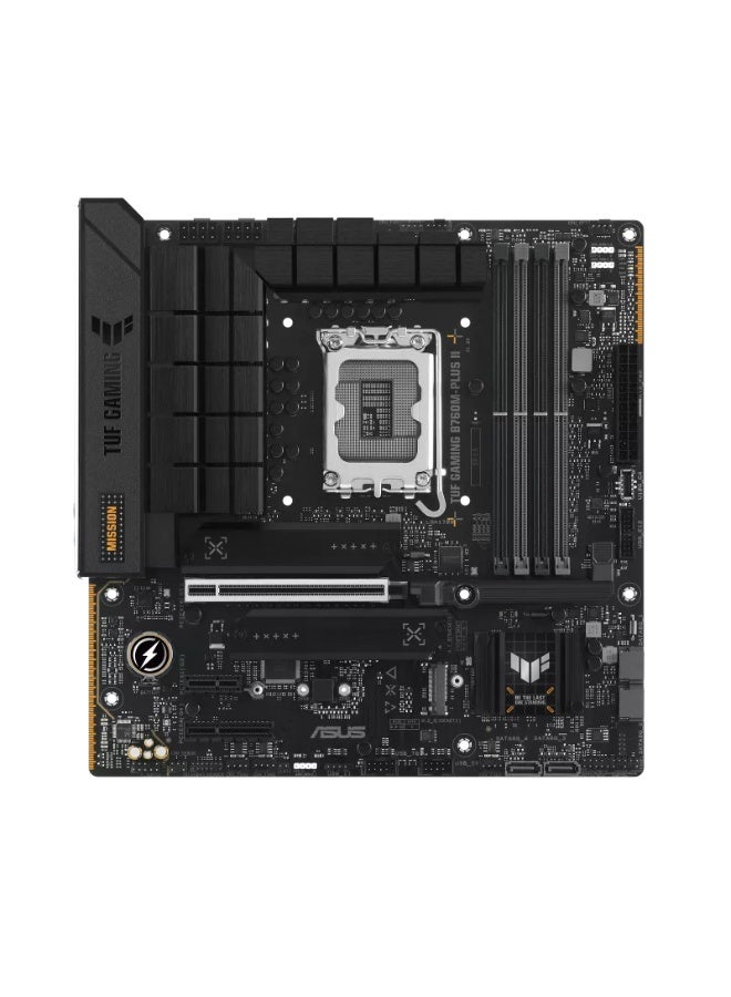 أسوس TUF GAMING B760M-PLUS II Intel LGA1700 Micro-ATX DDR5 Motherboard, Intel LGA1700, Supports DDR5 up to 192GB, PCIe 5.0, 3× M.2, 4× SATA, USB 3.2 Gen2x2 Type-C, 2.5G LAN, HDMI 2.1, DP 1.4, Aura Sync RGB, mATX | 90MB1HD0-M0EAY0 black - Image 1