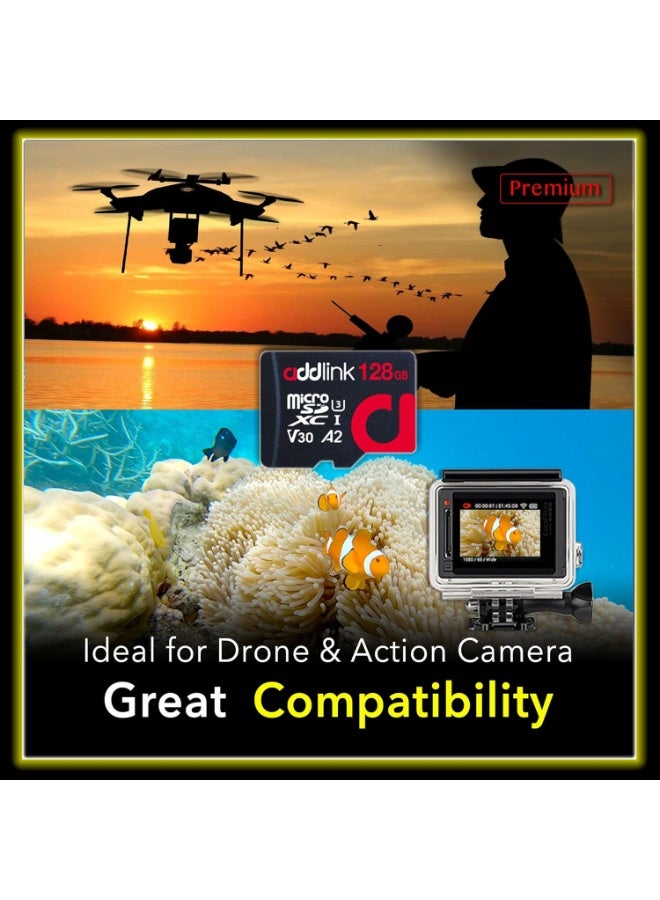 آدد لينك بطاقة ذاكرة MicroSDXC 128GB للألعاب الفائقة مع محول UHS-I، C10، U3، V30، A1، فيديو 4K، تصل إلى 100MB/s، لجهاز نينتندو سويتش، ستيم ديك، ROG ألي، الهواتف الذكية، والأجهزة اللوحية - Image 5