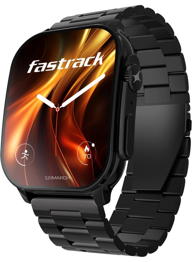 fastrack HORIZON S1 Smart watch 1.96" AMOLED Arched Display, Functional Crown, BT Calling, Health Suite, Black Metal Case black - Image 1