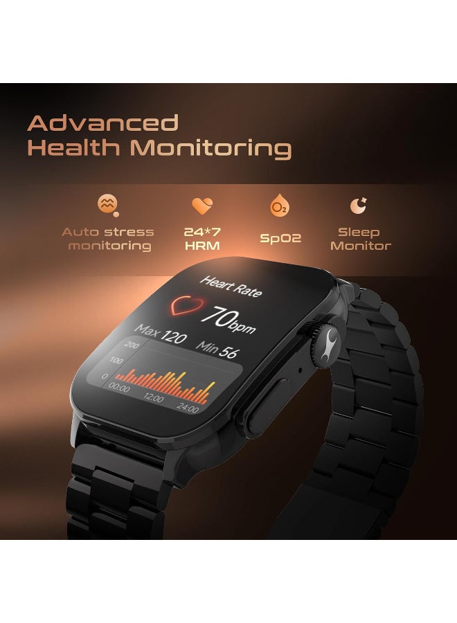 fastrack HORIZON S1 Smart watch 1.96" AMOLED Arched Display, Functional Crown, BT Calling, Health Suite, Black Metal Case black - Image 5