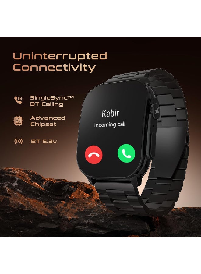 fastrack HORIZON S1 Smart watch 1.96" AMOLED Arched Display, Functional Crown, BT Calling, Health Suite, Black Metal Case black - Image 4