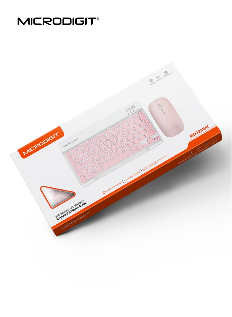 Microdigit Ultra-Slim Compact 2.4G Wireless + 5.0 Bluetooth Keyboard and Mouse Combo - MD328WK Blue blue - Image 5