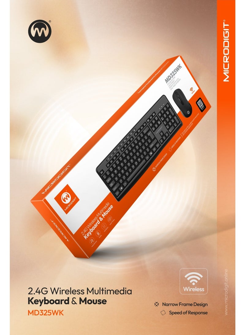 Microdigit Wireless Keyboard and Mouse Set for Windows, 2.4 GHz Wireless Unifying USB Receiver, Long Battery Life, Compatible with PC, Laptop Black - MD325WK Black - Image 2