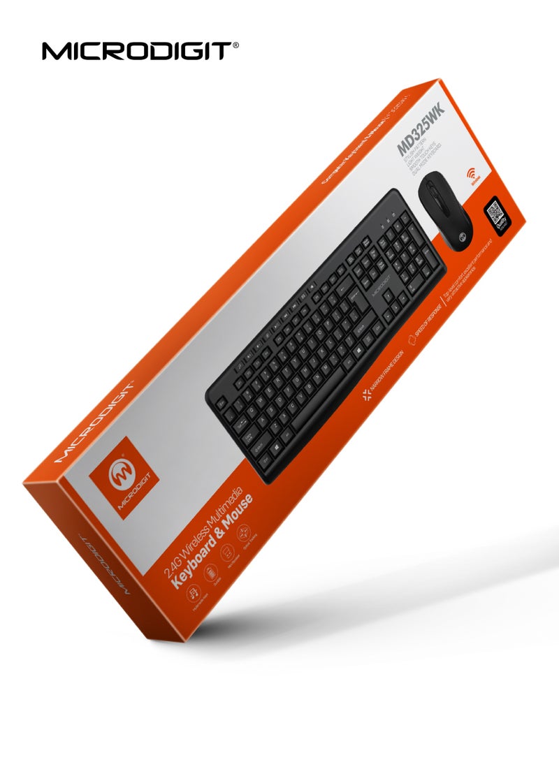 Microdigit Wireless Keyboard and Mouse Set for Windows, 2.4 GHz Wireless Unifying USB Receiver, Long Battery Life, Compatible with PC, Laptop White - MD325WK white - Image 2