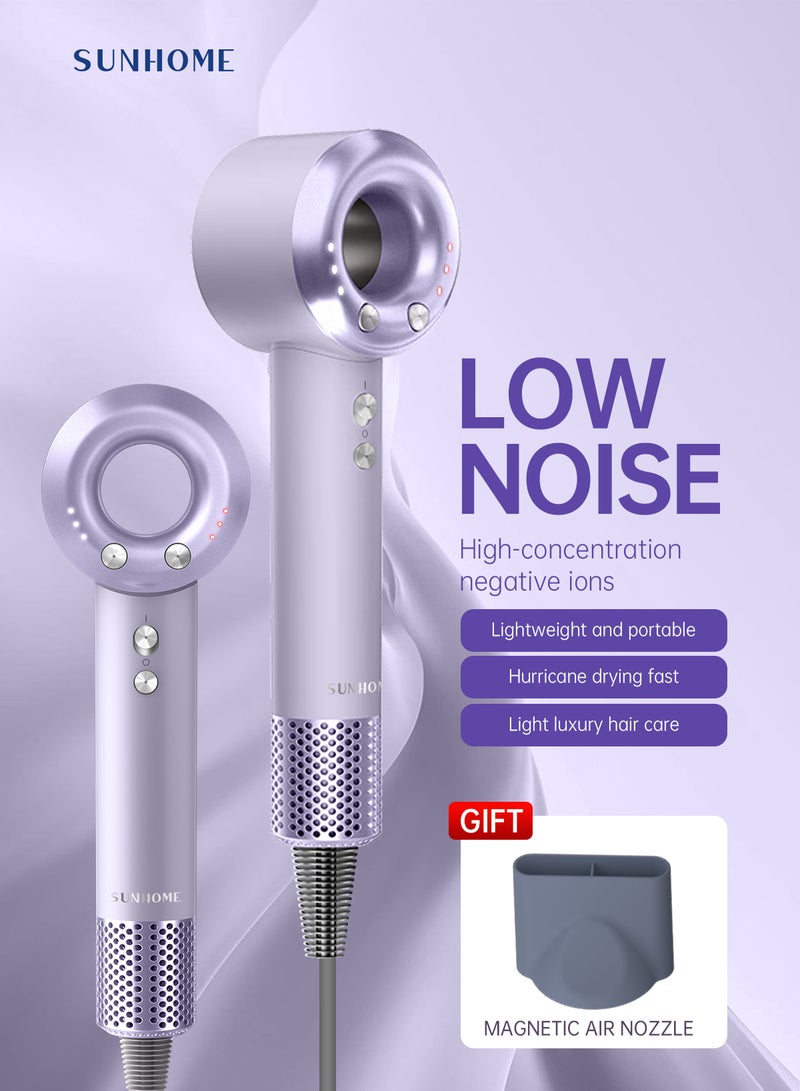 Sunhome Supersonic Hair Dryer Negative Ion Blow Dryer 110, 000 RPM Brushless Motor 3 Heat Settings, High-Speed Fast Drying Professional Hair Dryer purple - Image 4