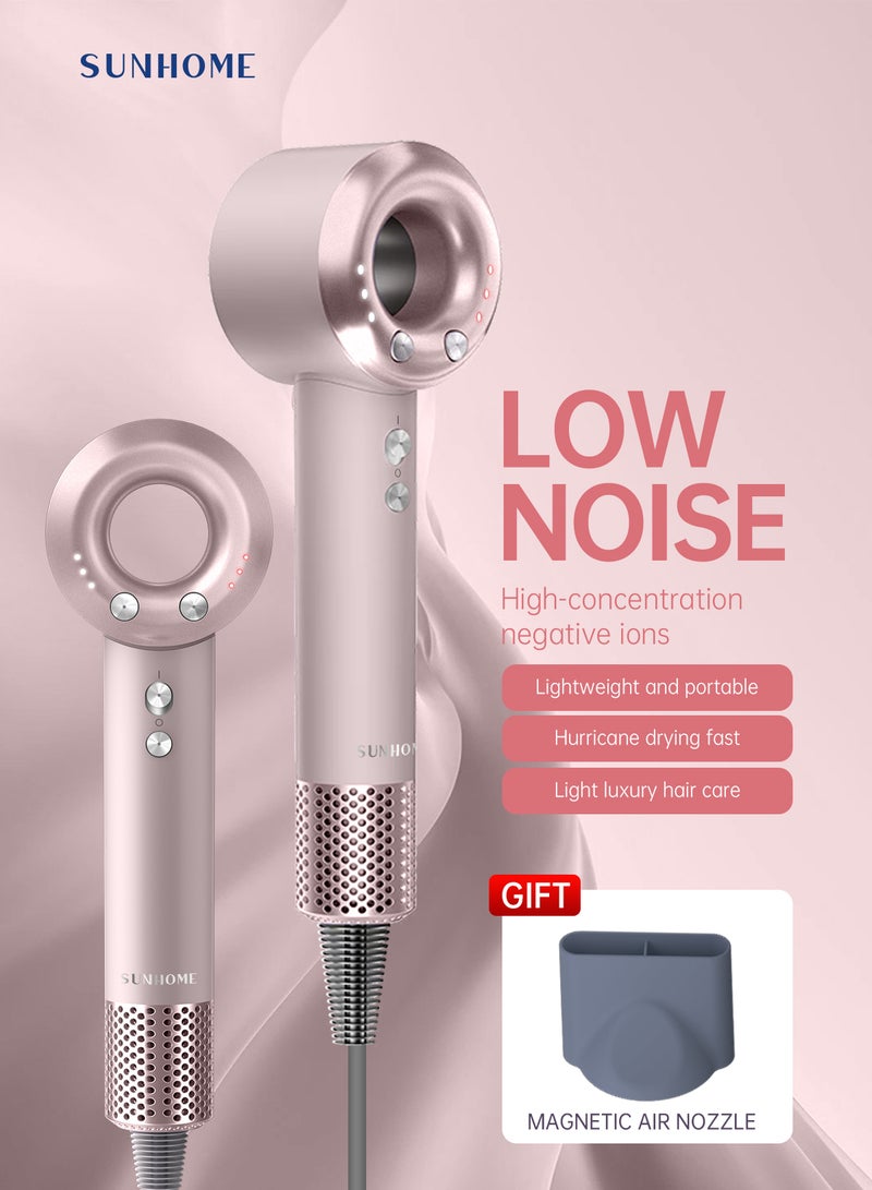 Sunhome Supersonic Hair Dryer Negative Ion Blow Dryer 110, 000 RPM Brushless Motor 3 Heat Settings, High-Speed Fast Drying Professional Hair Dryer pink - Image 3