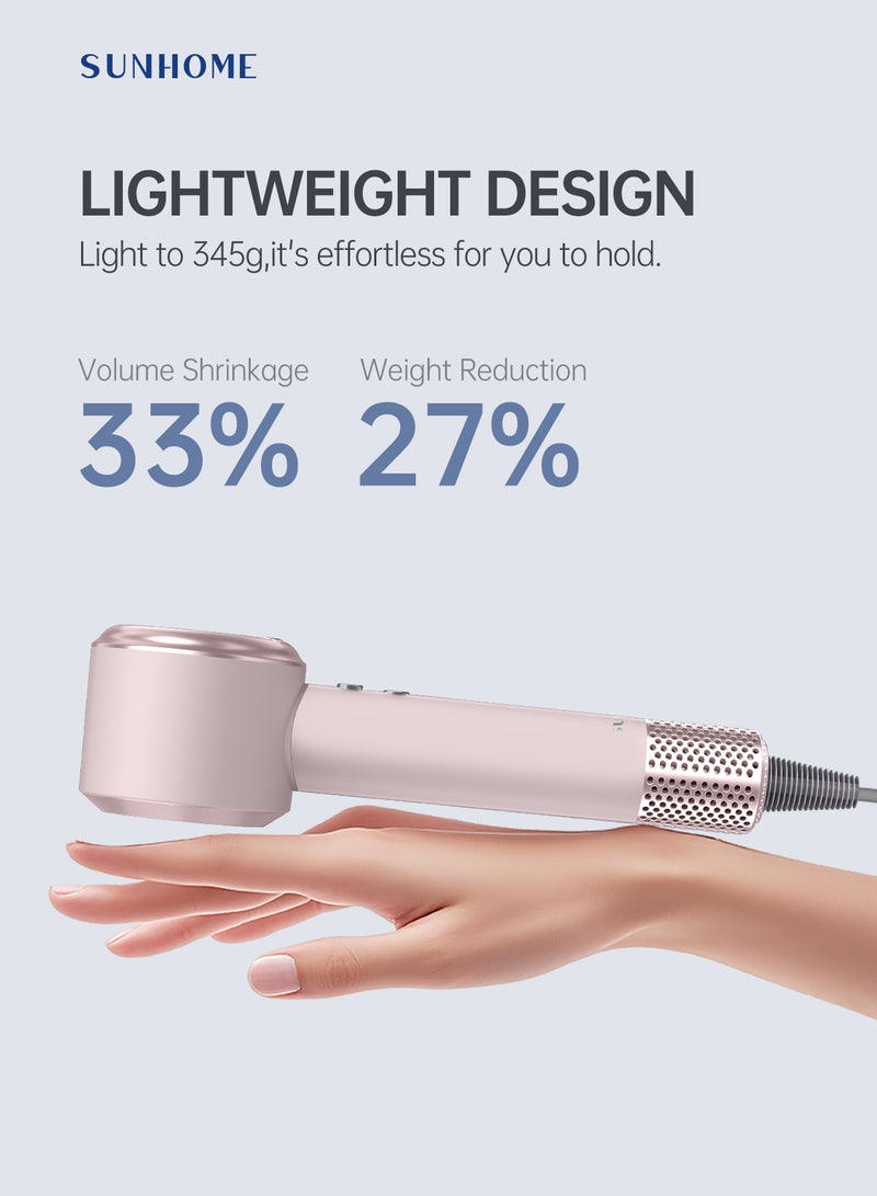 Sunhome Supersonic Hair Dryer Negative Ion Blow Dryer 110, 000 RPM Brushless Motor 3 Heat Settings, High-Speed Fast Drying Professional Hair Dryer pink - Image 4