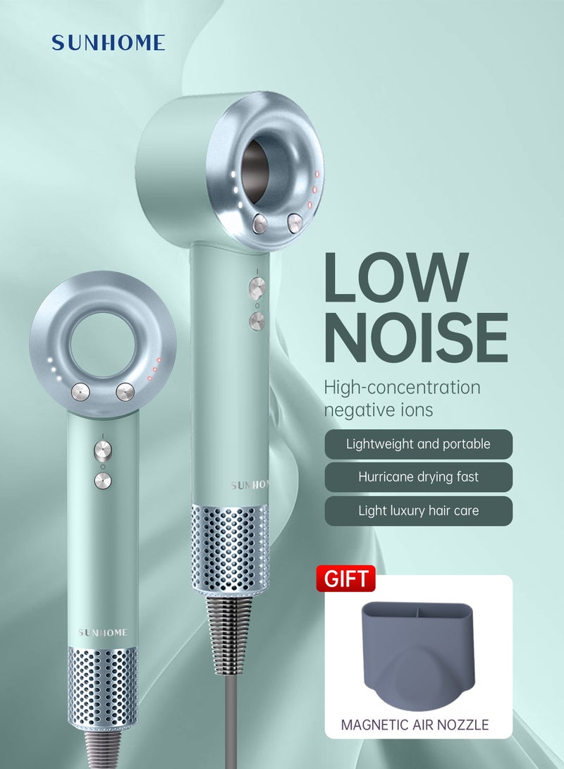 Sunhome Supersonic Hair Dryer Negative Ion Blow Dryer 110, 000 RPM Brushless Motor 3 Heat Settings, High-Speed Fast Drying Professional Hair Dryer green - Image 4