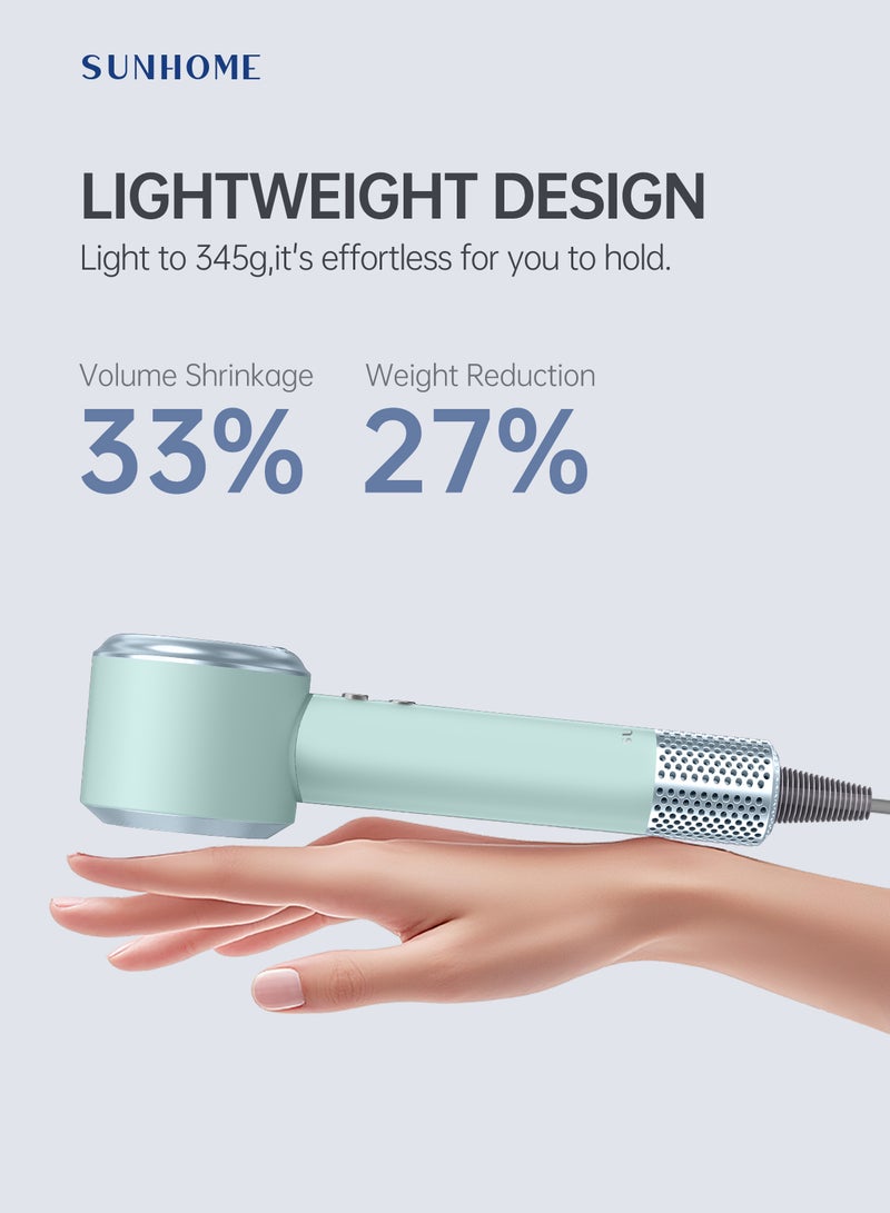 Sunhome Supersonic Hair Dryer Negative Ion Blow Dryer 110, 000 RPM Brushless Motor 3 Heat Settings, High-Speed Fast Drying Professional Hair Dryer green - Image 3