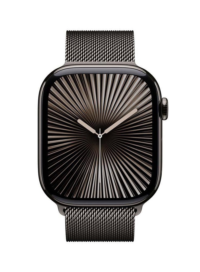 ابل  ساعة معتمدة مسبقًا - سلسلة 10 GPS خلوية 42 مم علبة تيتانيوم رمادية مع حلقة ميلانية رمادية - Image 2