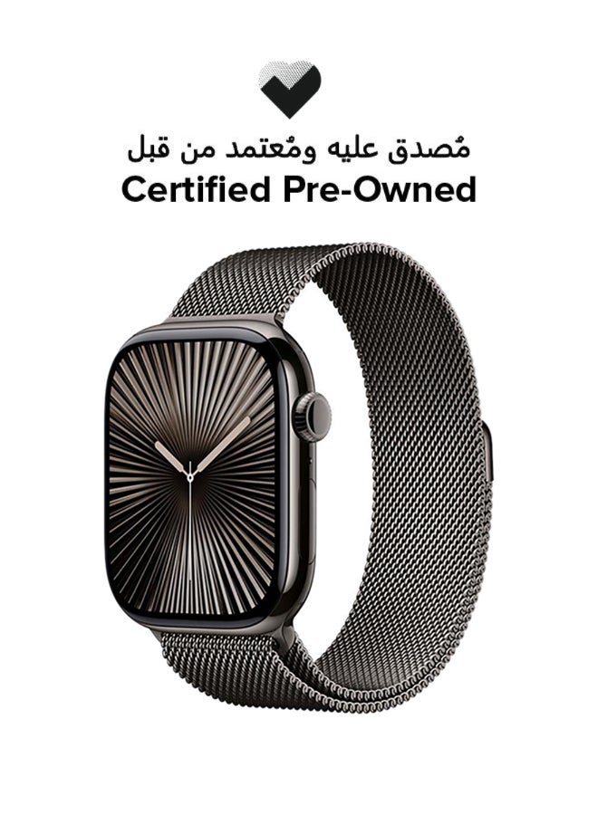 ابل  ساعة معتمدة مسبقًا - سلسلة 10 GPS خلوية 42 مم علبة تيتانيوم رمادية مع حلقة ميلانية رمادية - Image 1