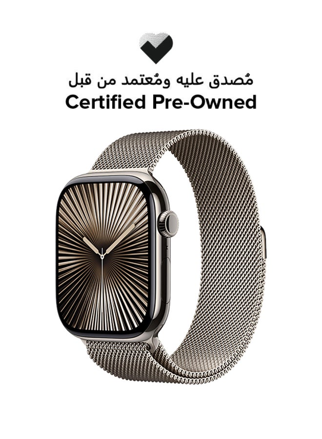 Apple Certified Pre Owned - Watch Series 10 Gps  Cellular 46Mm Natural Titanium Case With Natural Milanese Loop  Ml Gold - Image 1