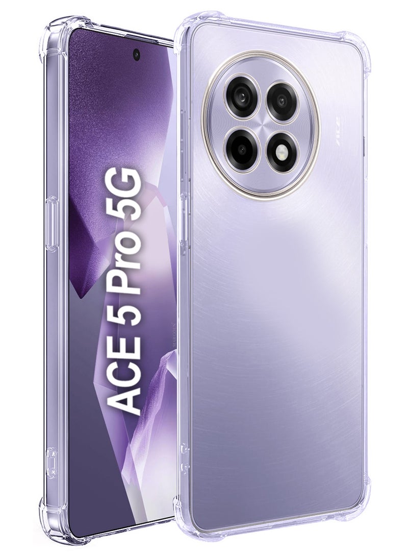 MARGOUN TPU Gorilla Case Cover for OnePlus ACE 5 PRO 5G, Phone Cover with Reinforced Corner Bumper Camera Protection Slim Fit Shockproof Flexible - Clear-1 - Image 1
