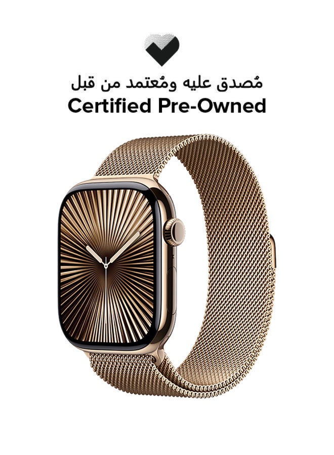 Apple Certified Pre Owned - Watch Series 10 Gps  Cellular 46Mm Gold Titanium Case With Gold Milanese Loop  Ml Gold - Image 1