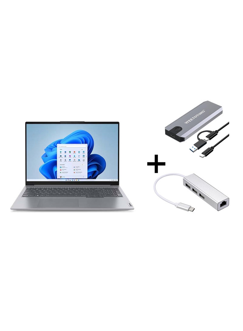 Lenovo (Upgraded Version) ThinkBook 16 Gen6 with 16-Inch WUXGA Display, 13th Gen, Core i5-1335U Processor/32GB Ram/1TB SSD/Intel Iris Xe Graphics/Windows 11 With 128GB external drive +Type-C to USB Hub English Mineral Grey - Image 1
