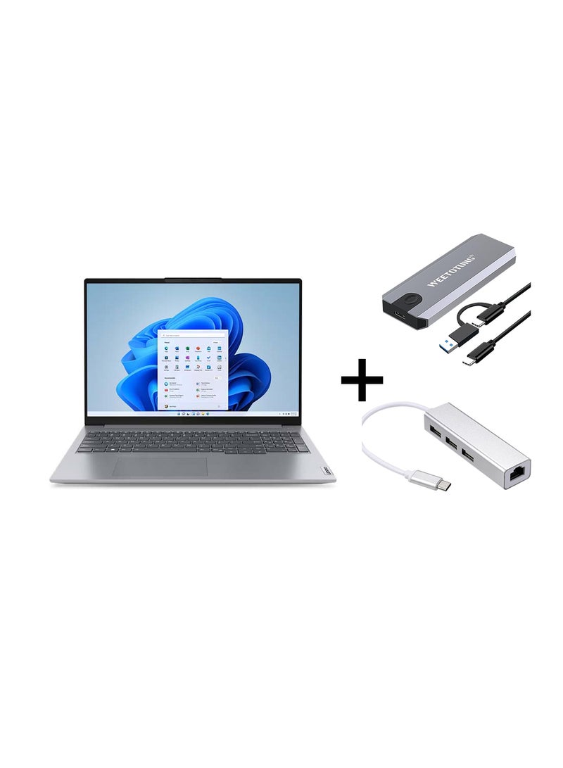 Lenovo ThinkBook 16 Gen6 with 16-Inch WUXGA Display, 13th Gen, Core i7-13700H Processor/16GB Ram/1TB SSD/Intel Iris Xe Graphics/Windows 11/International Version With 128GB external drive +Type-C to USB Hub English Mineral Grey - Image 1