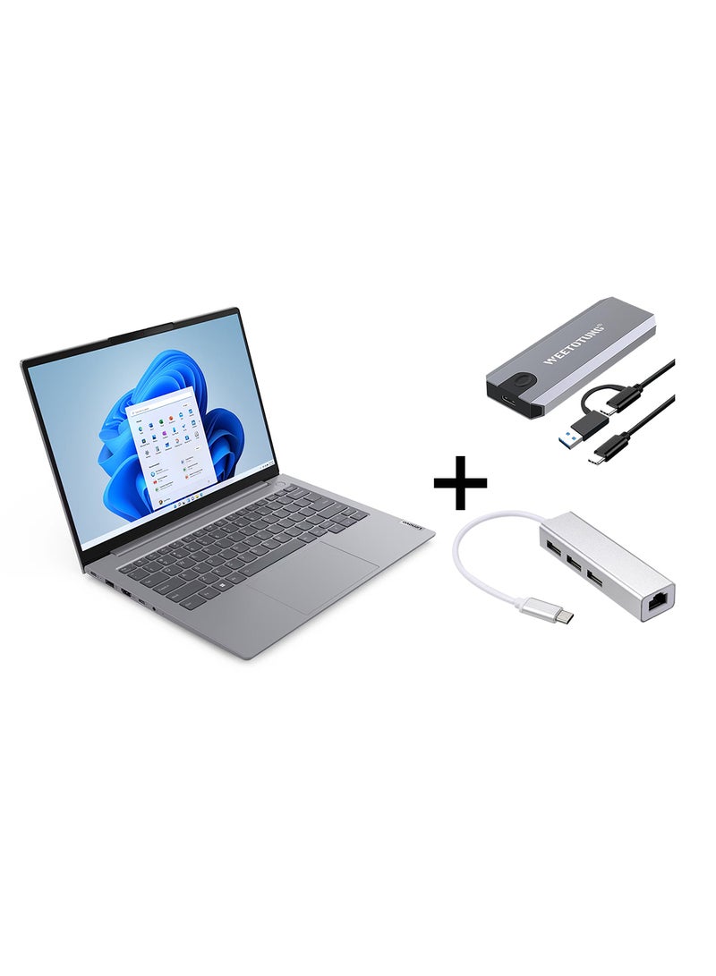 Lenovo ThinkBook 14 G6 IRL Laptop With 14-Inch Display, Core i5 Processor/8GB RAM/512GB SSD/Intel Iris XE Graphics/Windows 11 Pro With 128GB external drive +Type-C to USB Hub English Arctic Grey - Image 1