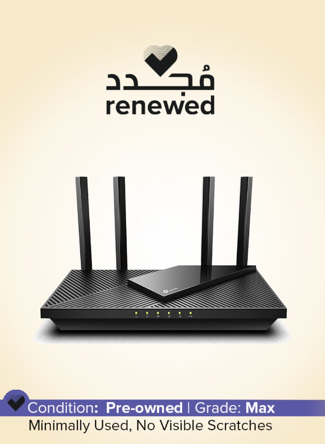 TP-LINK Renewed - Archer AX55 AX3000 Dual Band Gigabit Wi-Fi 6 Router, 2402Mbps 5 GHz, 574Mbps 2.4 GHz, 802.11ax, 160MHZ Bandwidth, Dual Band, OFDMA, MU-MIMO, Works with Alexa, Archer AX55 black - Image 1