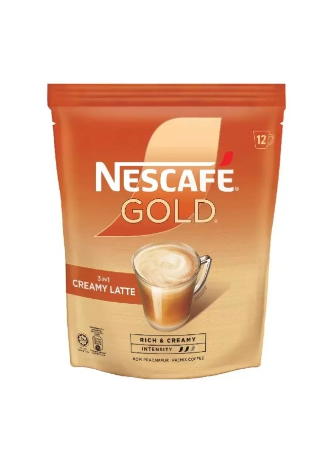 Nescafe Gold 3 in 1 Creamy Latte 372grams Pack of 12