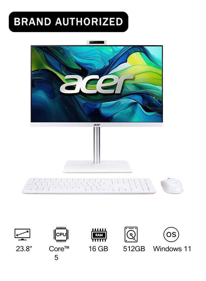 Acer Aspire AIO C24A-GRPL With 23.8-Inch Display, Core 5-120U Processor/16GB RAM/512GB SSD/Windows 11 Home white - Image 1