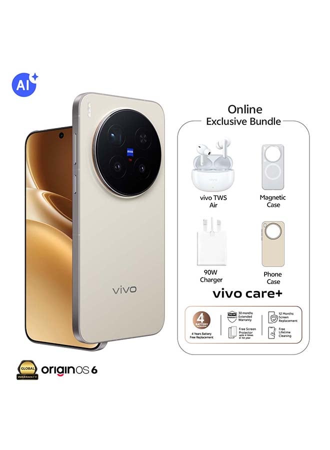 X300 Pro 5G Dual SIM Dune Brown 16GB RAM 512GB With Exclusive Magnetic Case +vivo TWS Air And 30 Months Warranty + 1 Year Screen Replacement - Middle East Version