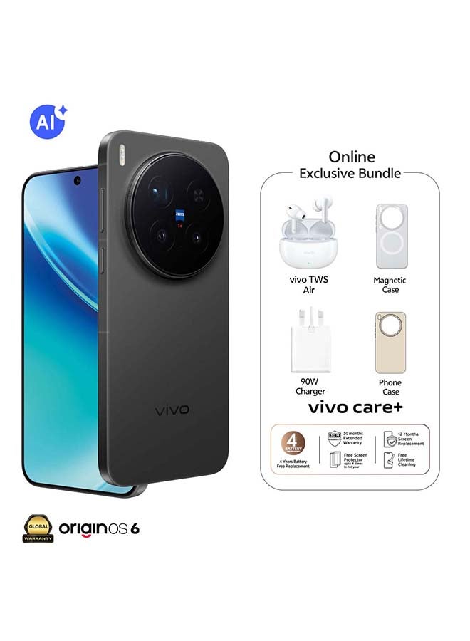 X300 Pro 5G Dual SIM Phantom Black 16GB RAM 512GB With Exclusive Magnetic Case +vivo TWS Air And 30 Months Warranty + 1 Year Screen Replacement - Middle East Version