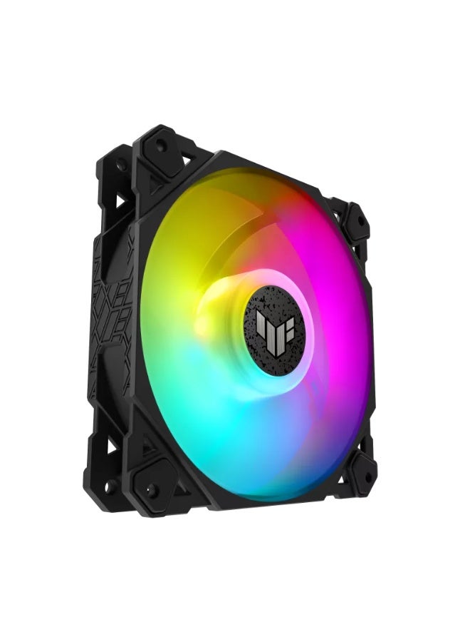 ASUS TUF Gaming TF120 ARGB 120mm Case Fan, 1900 RPM, 76 CFM, 29 dB, Fluid Dynamic Bearing, Aura Sync RGB Lighting, 250,000 hr Lifespan, 4-Pin PWM Control, Black (Single Pack) | 90DA0030-B09000 - Image 2