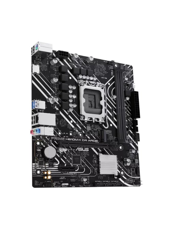 أسوس PRIME H610M-K D4 ARGB Micro-ATX Motherboard, Intel LGA1700 Socket, Supports 12th & 13th Gen Intel Core Processors, Supports DDR4 64GB Dual Channel, PCIe 4.0 x16, M.2 Slot, SATA 6Gb/s, HDMI 2.1 & D-Sub, Realtek 1Gb LAN, USB 3.2 Gen1, Aura Sync RGB, 5X Protection III | 90MB1HN0-M0EAY0 black - Image 4