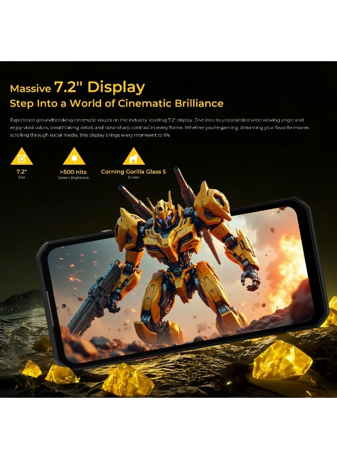 أوكيتل هاتف WP60 5G المتين بشاشة 7.2 بوصة HD+ وبطارية كبيرة 10,000mAh وكاميرا 108MP بنظام أندرويد 15 (16GB+512GB NFC) - فضي - Image 2