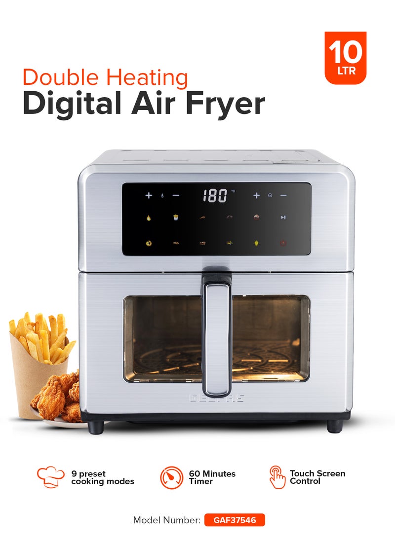 Geepas 10L Digital Air Fryer, Double Heating, 10 Preset Modes, Touch Control – GAF37546 10 L 2150 W GAF37546 grey - Image 1