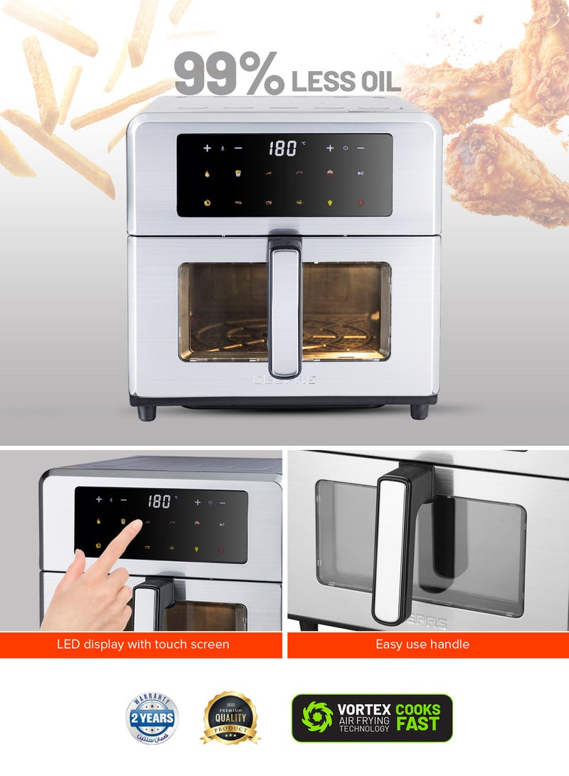 Geepas 10L Digital Air Fryer, Double Heating, 10 Preset Modes, Touch Control – GAF37546 10 L 2150 W GAF37546 grey - Image 4