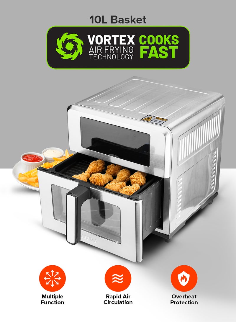 Geepas 10L Digital Air Fryer, Double Heating, 10 Preset Modes, Touch Control – GAF37546 10 L 2150 W GAF37546 grey - Image 2