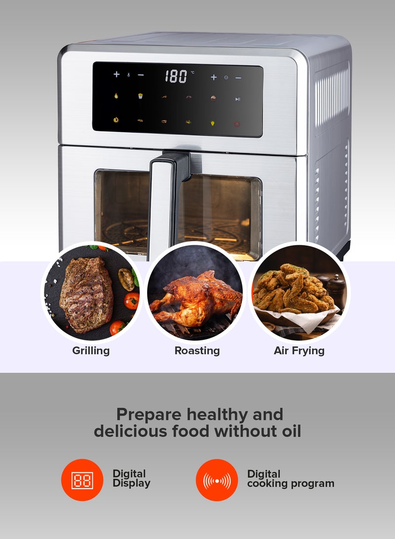 Geepas 10L Digital Air Fryer, Double Heating, 10 Preset Modes, Touch Control – GAF37546 10 L 2150 W GAF37546 grey - Image 3